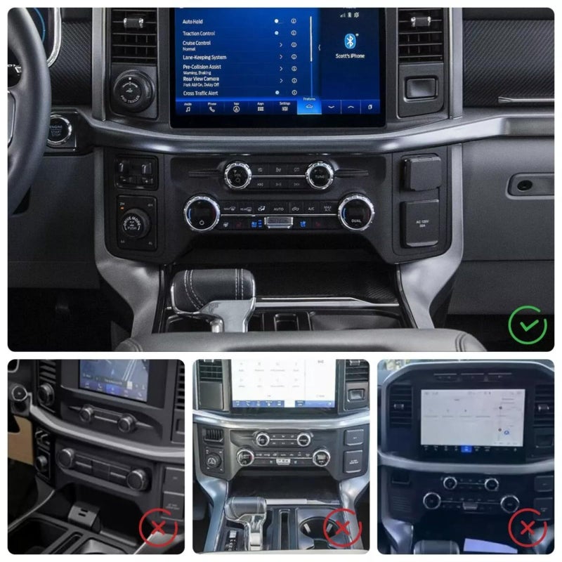 AuTK for Ford F150 2021 2022 2023 Knob Air Conditioner Switch & Trailer & 4WD & VOL & Headlight Button Ring Trim, Orange Aluminum, 7pcs - Image 3